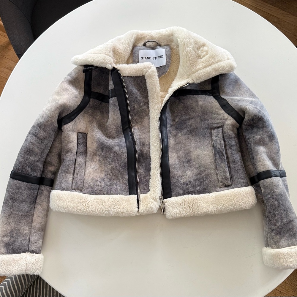 Stand Studio Cream Faux Fur Jacket - brand new
